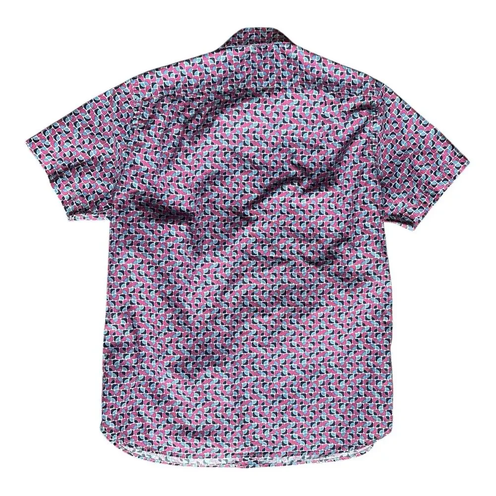 Psycho Bunny Shirt Mens Small Red Blue Button Down Pima Cotton Diamond